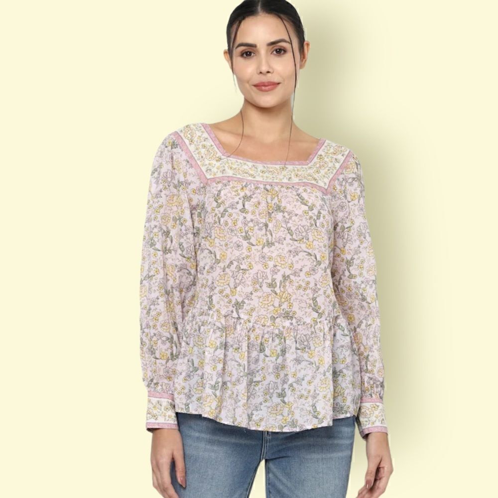 American Eagle Y2K  NWT 100% cotton squ neck L/S peasant blouse - Picture 6 of 16